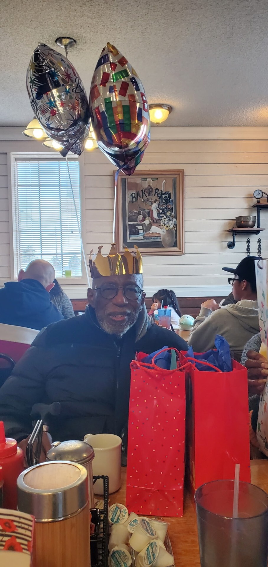 Crowned king for the day — birthday breakfast